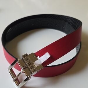 Calvin Klein Red and Silver Leather‎ Belt